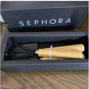 Sephora Gardening Tools - Set of 3 - Engraved Handle - Wood - Black Case - NWT